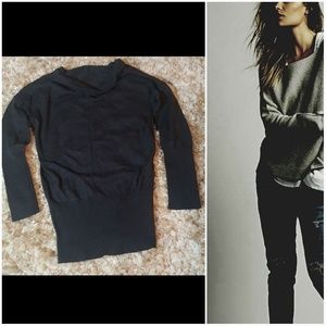 {Loft} charcoal grey fine knit sweater